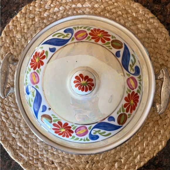 Royal Rochester Other - Royal Rochester iridescent lusterware casserole dish w lid & stand hand painted